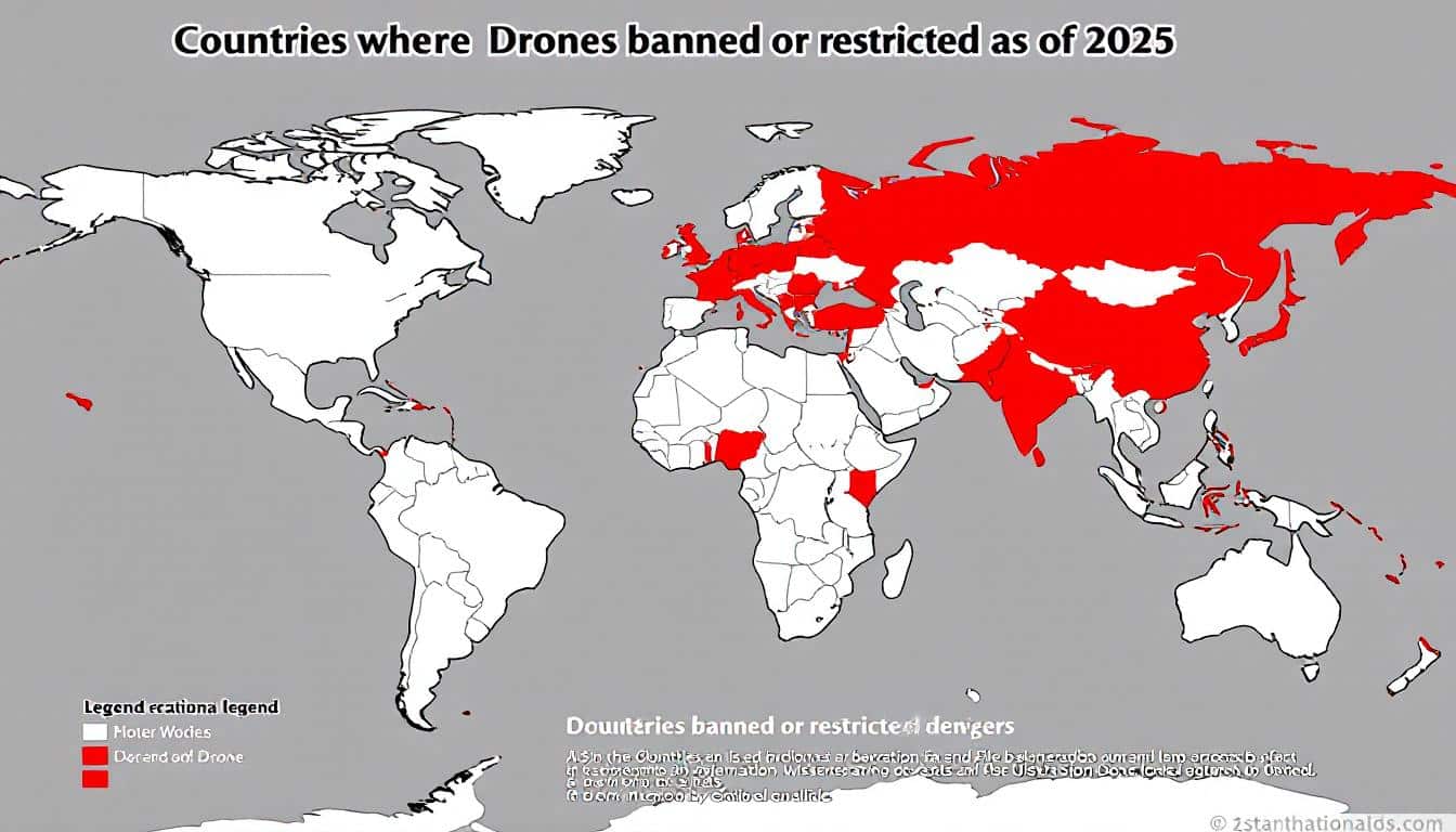 découvrez la liste des pays qui appliquent des restrictions sur l’utilisation des drones en 2025 et informez-vous sur les réglementations à respecter avant de voyager ou d’utiliser un drone à l’international.